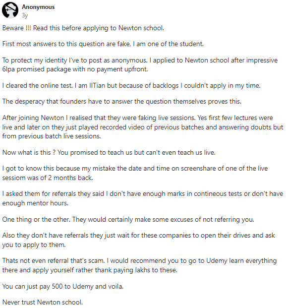 How is Newton School's Full Stack Development certification? 9 Negative review of course on Quora